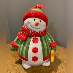 Fitz and Floyd Holiday Folk Snowman Cookie Jar, Great Condition, Adorable!
